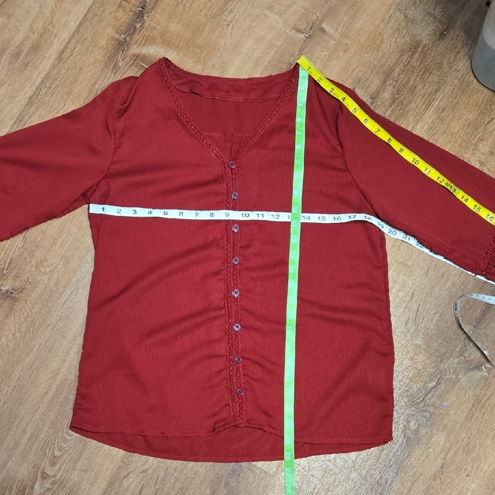 ☀️Elegant Red Women's Blouse Medium - Picture 6 of 7